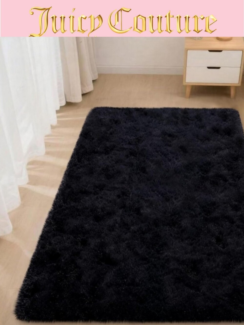 Juicy Couture Home Faux Fur Accent Runner- Black